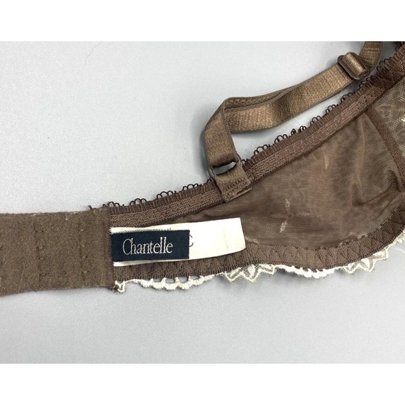 Chantelle Bra 36C Icone 2225 Brown Mesh Animal Print Underwire Ruffle Leopard - Picture 4 of 5